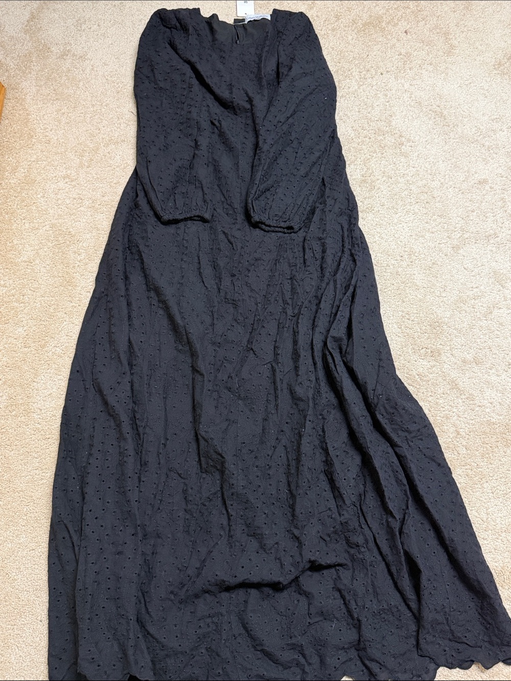 Women’s Black Long Eyelet Maxi Dress